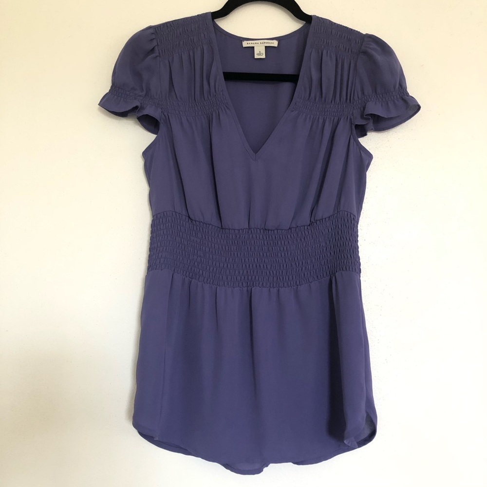 Banana Republic Lavender Cap Sleeve Peplum Blouse.